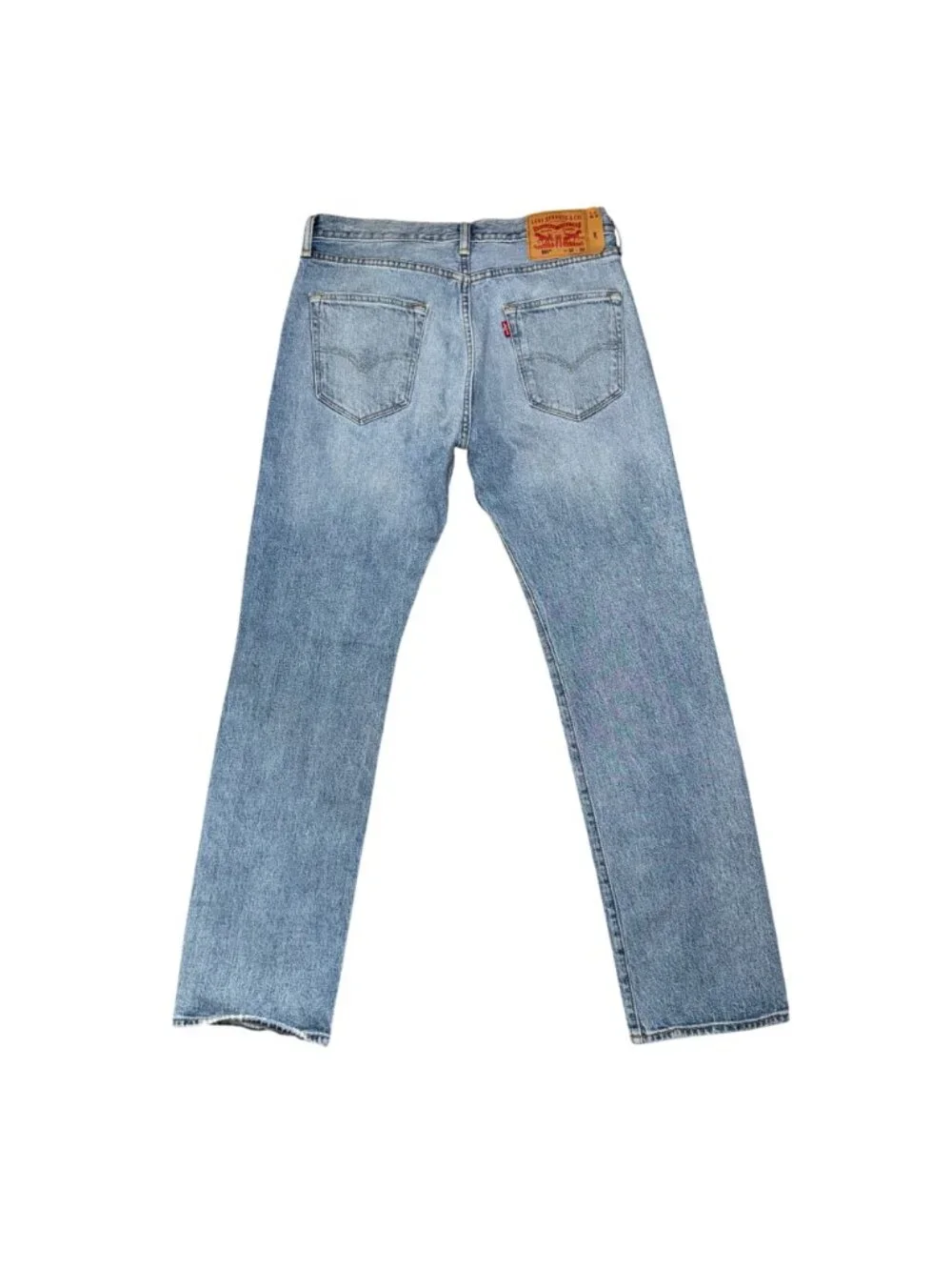 Levis 501 Button Fly Straight Leg Jeans Mens 34 31 Light Wash Stitched Pockets - Picture 5 of 8